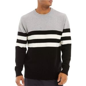 Mens Soft Thermal Knit • Color Block Striped • Crewneck Sweater • NWOT • Medium
